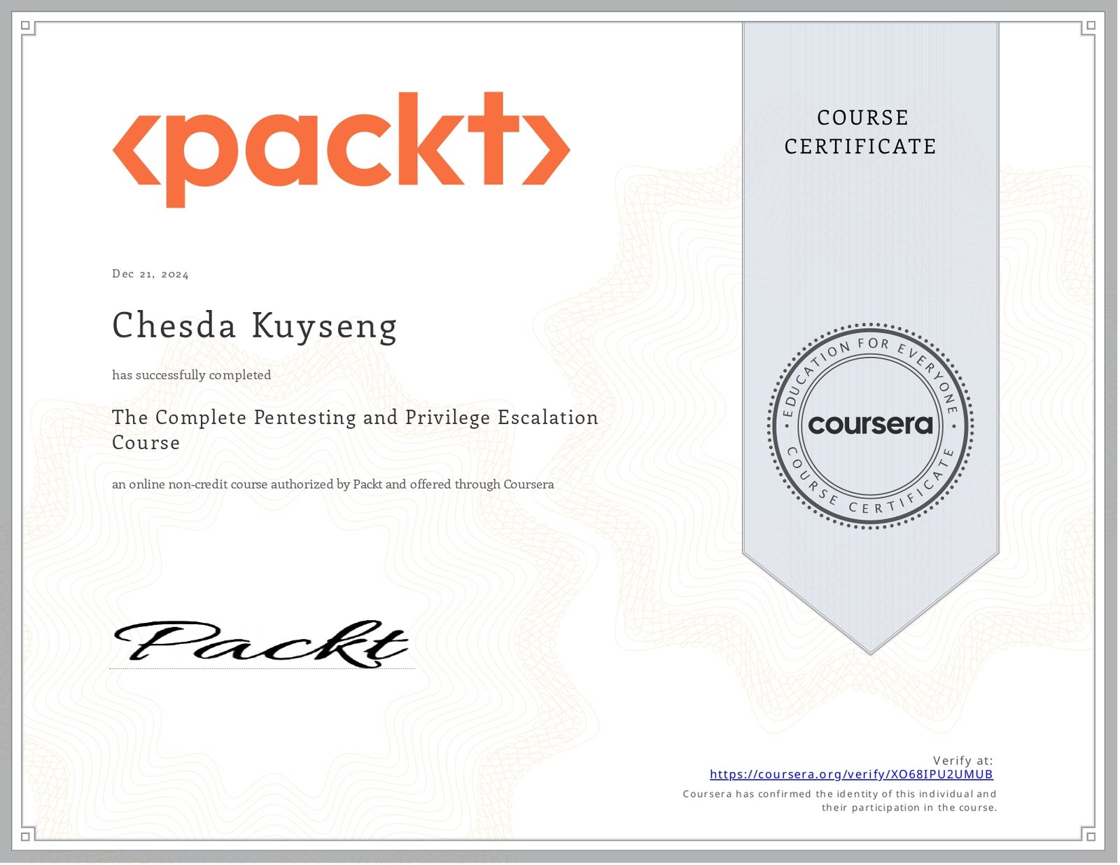 University Life Certificates Certificate